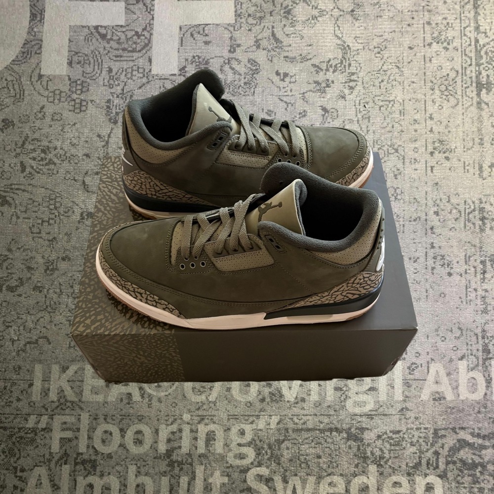 Air Jordan 3 Retro Patchwork Medium Olive Sequoia Men 8 DN3707-202 Excellent